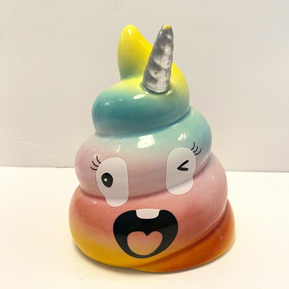 Fun Ceramic Unicorn Poop Emoji Bank Pastel Rainbow Colors *read* - Picture 4 of 5